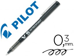 Bolígrafo roller Pilot V-5 punta aguja tinta negra 0,5 mm.